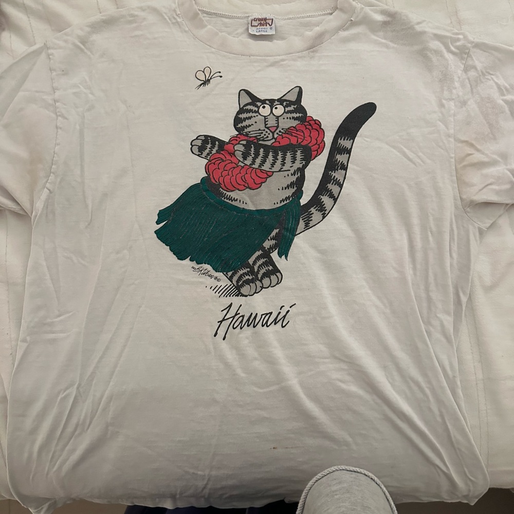 Hawaii Cat Graphic T-Shirt - White